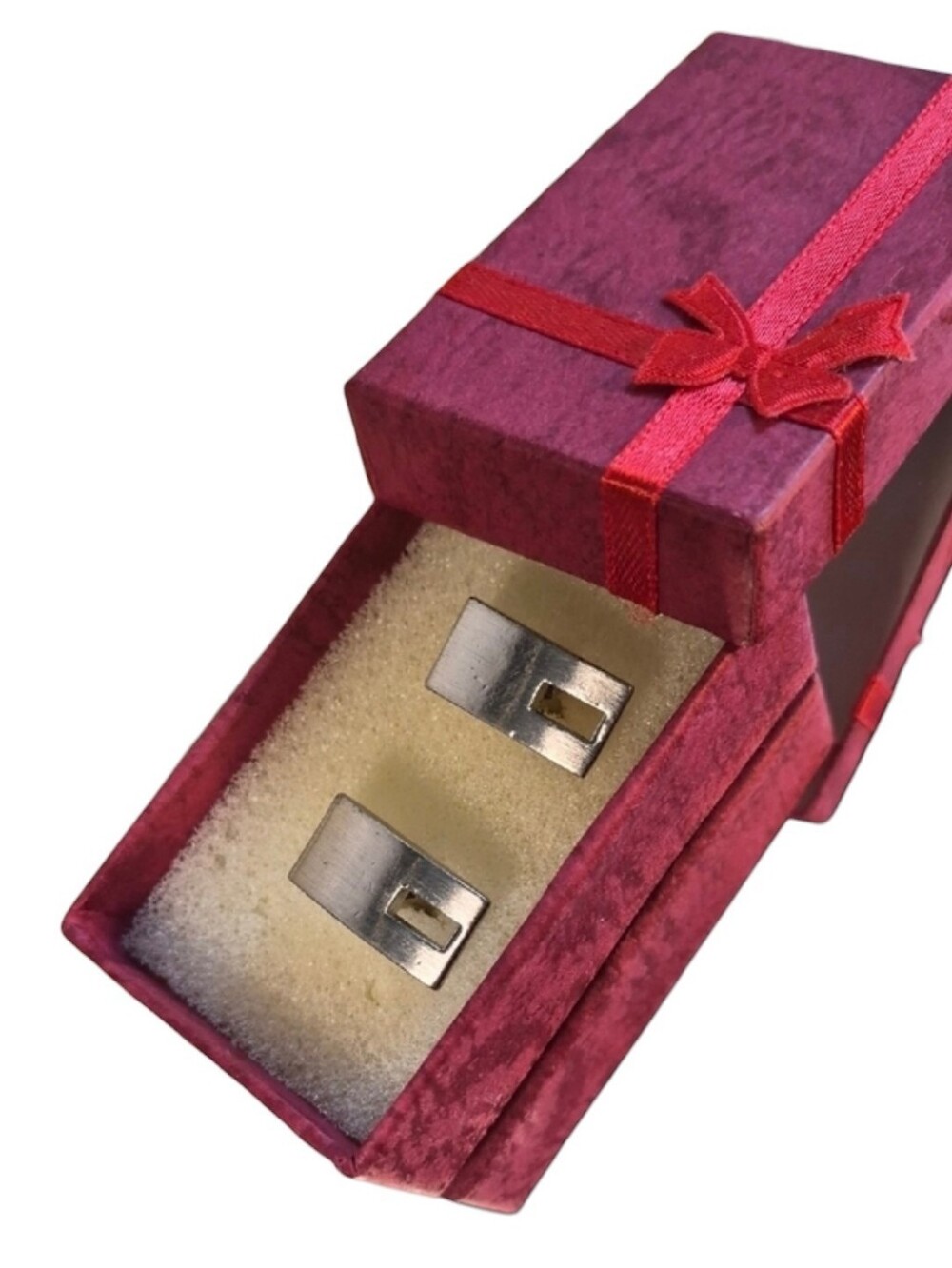Source Unknown Silver Rectangular Men’s Cuff Links